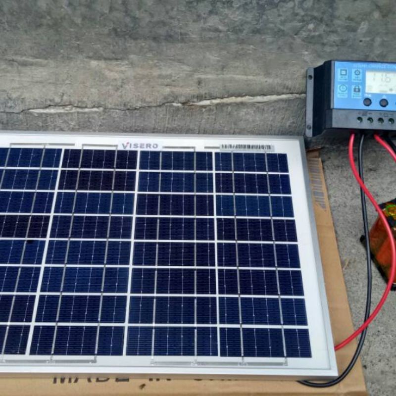 Paket hemat solar panel solar cell 20wp dan scc 10A