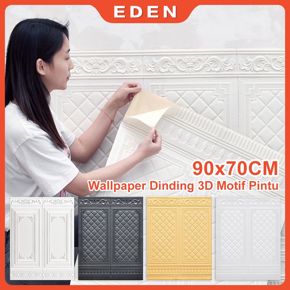 Wallpaper Dinding Foam Pintu Emboss Wallpaper 3D 70x90CM