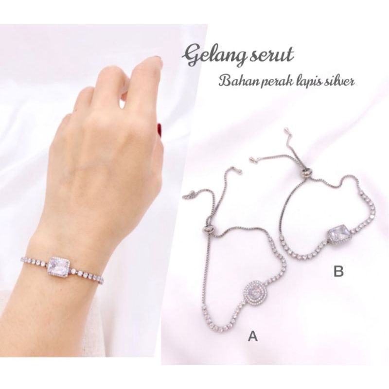 Gelang Premium Lapis emas Mirip emas asli Mata kilau Anti Karat anti alergi Model Serut Premium Quality Anti karat anti alergi Gelang Zircone gelang Zircon Gs-0993