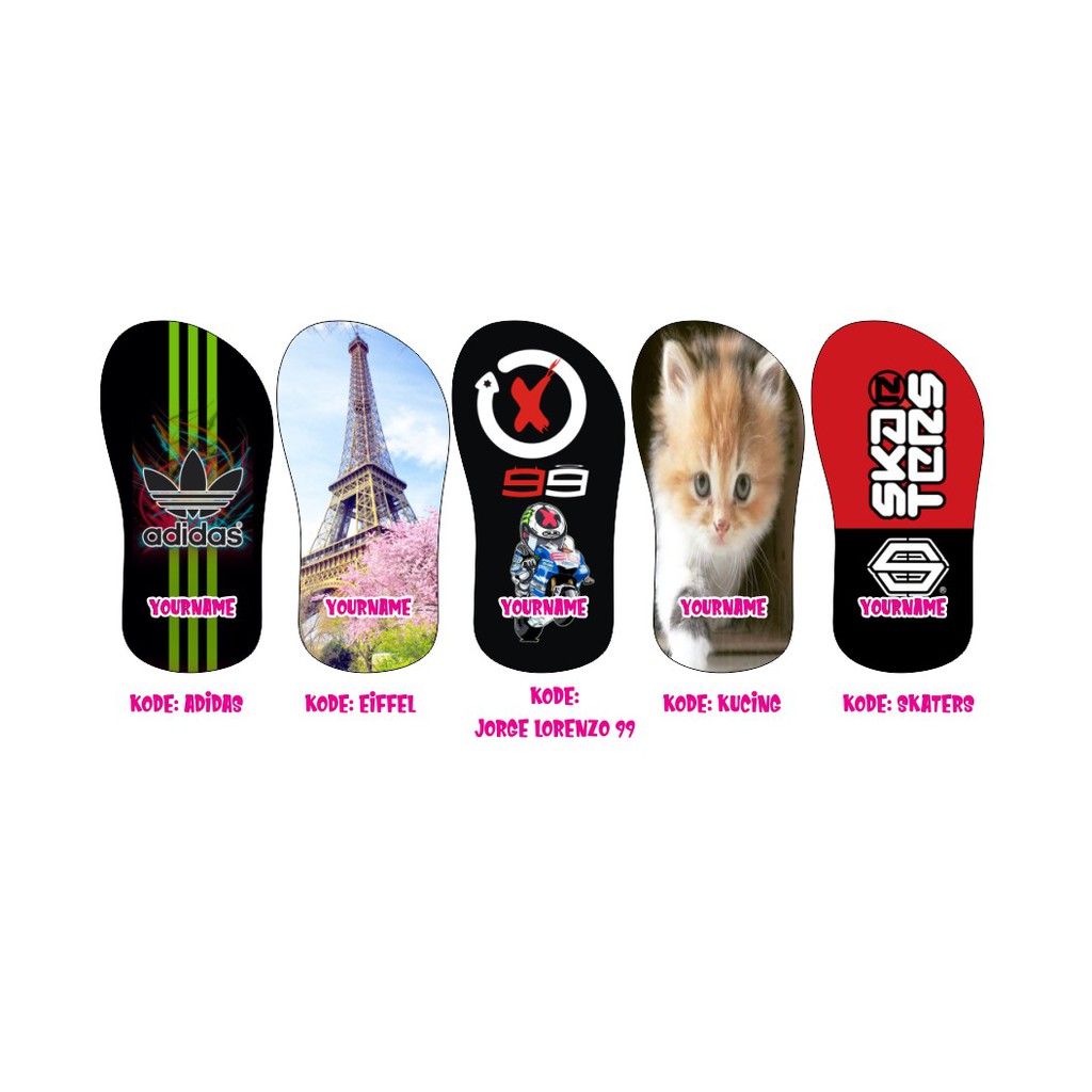 Sandal Karakter Skaters Adidas Eiffel Lorenzo Free Nama | Sandal Jepit Gratis Pakai Nama