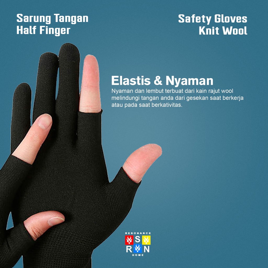 Sarung Tangan Half Finger 2 Jari Memancing Motor Gym Anti Slip Resonance Home