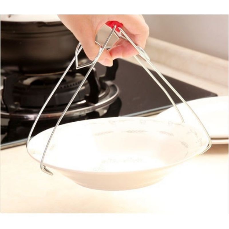 Alat Pengangkat Panci Panas / Pencapit Piring Anti Panas Mangkok Panas Piring Stainless steel