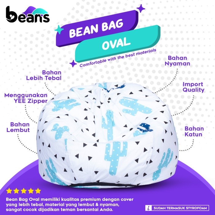 Bean Bag Oval Motif - Termasuk Isi - Bean Bag Motif - Beanbag - 14