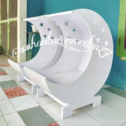 tempat tidur bayi jati belanda bulan sabit dekorasi aqiqah