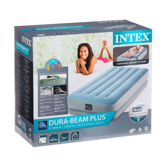 INTEX 64166 Dura-beam Plus Fiber-Tech Pump Technology 99x1.91x36 Airbed built in electric pump