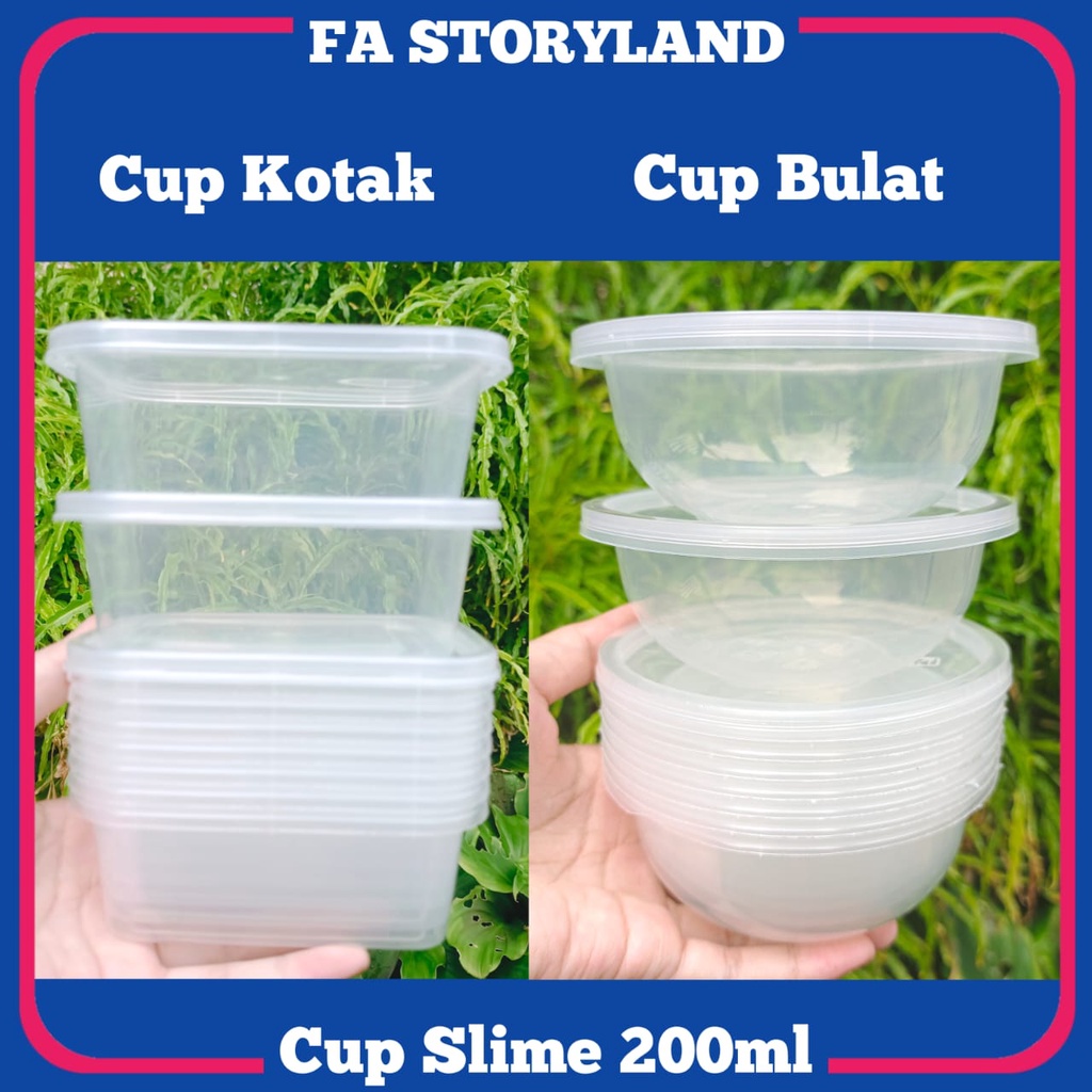 Cup Slime 200ml kotak dan bulat ( isi 5pcs)