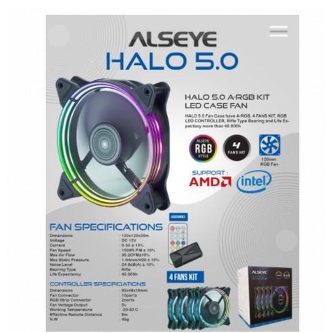Alseye Series Halo 5.0 4Fan Kit Auto Rgb Fan Case