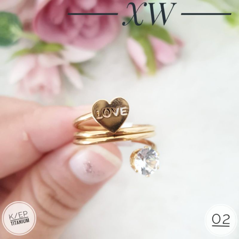 Cincin Titanium Love Gold (Ready UKURAN JUMBO) CK11004