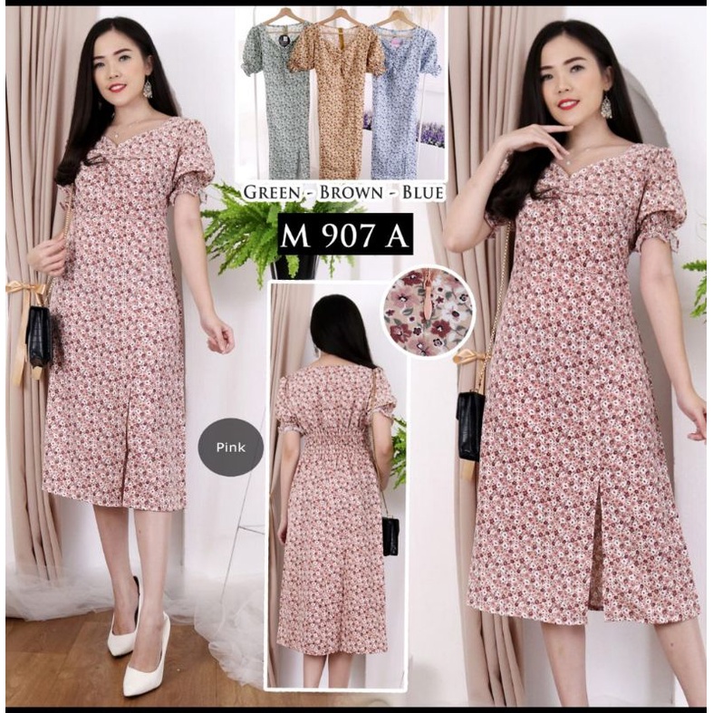 Dress Motif Bunga / Dress Shakila / Midi Dress
