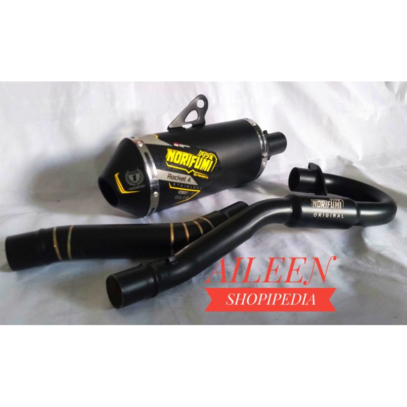 KNALPOT NORIFUMI ROKET 4 STAINLESS FULL BLACK DOFF KLX-DTRACKER-CRF-WR