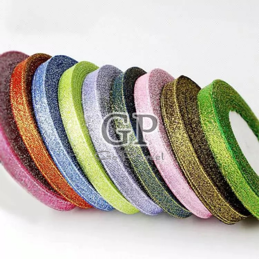 ( Rol 20 Yard ) PITA METALLIC GLITTER 1/2 INCH / 1.2 CM / 0.5 IN - PITA METALIK GLITER HIASAN KADO /