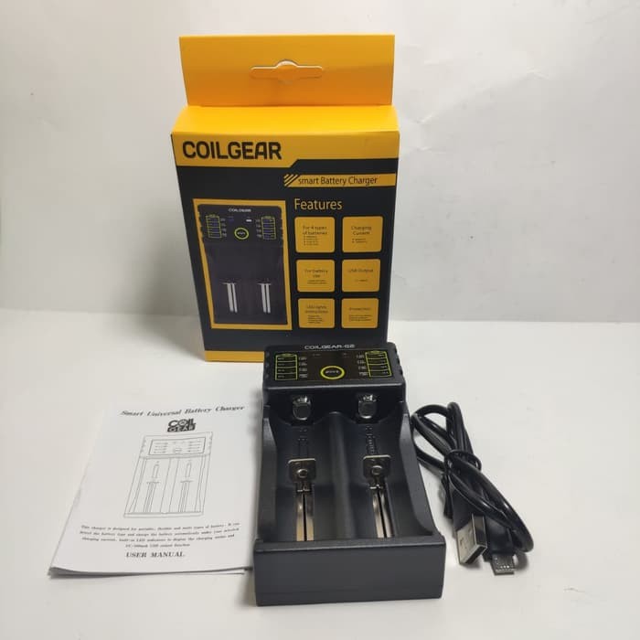 Authentic CoilGear Charger G2Baterai 18650 2 Slot with USB Output coil gear