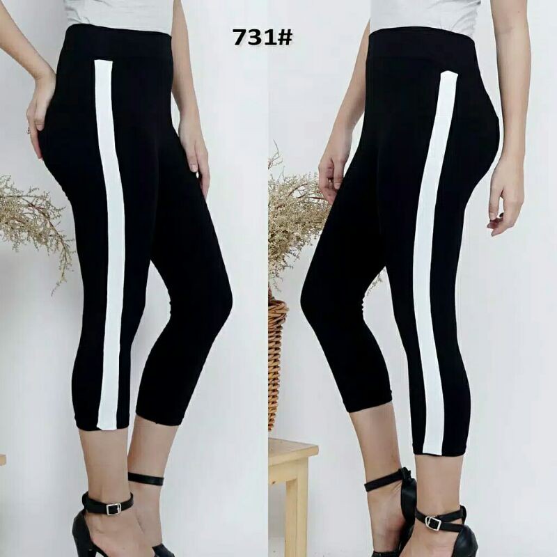 RESTOCK  LEGGING LIST PUTIH BESAR - LEGGING IMPORT 7PER8