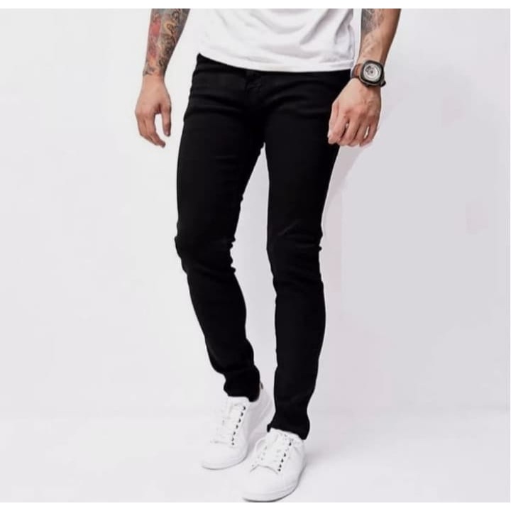 CELANA JEANS PANJANG FULL BLACK PENSIL PRIA / CELANA JEANS HITAM PULL&amp;BEAR ORIGINAL / CELANA SKINNY HITAM PRIA