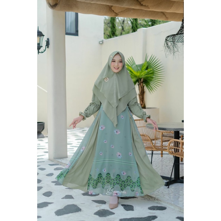 Gamis set Khimar ceruty babydoll Faiza Salsa // Gamis set Khimar ceruty babydoll Faiza Ameena // ORI