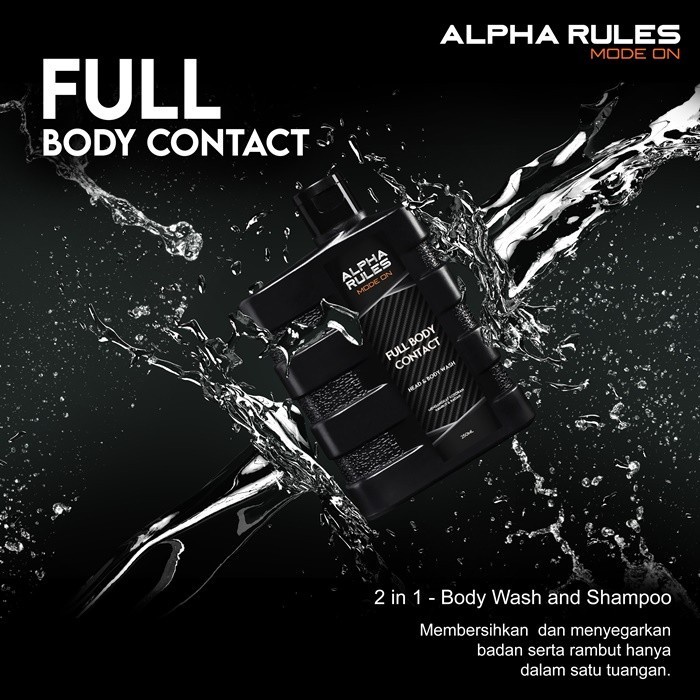 Alpha Rules Full Body Contact Head &amp; Body Wash Sabun Mandi Shampo Kepala 2 in 1 Alpharules 250ml