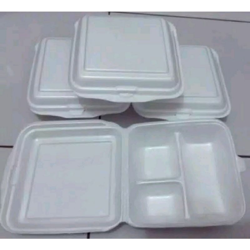 isi 100pcs  sterofoam sterofom styrofoam styrofom FOAM fom box kotak SEKAT gabus tempat nasi hajatan