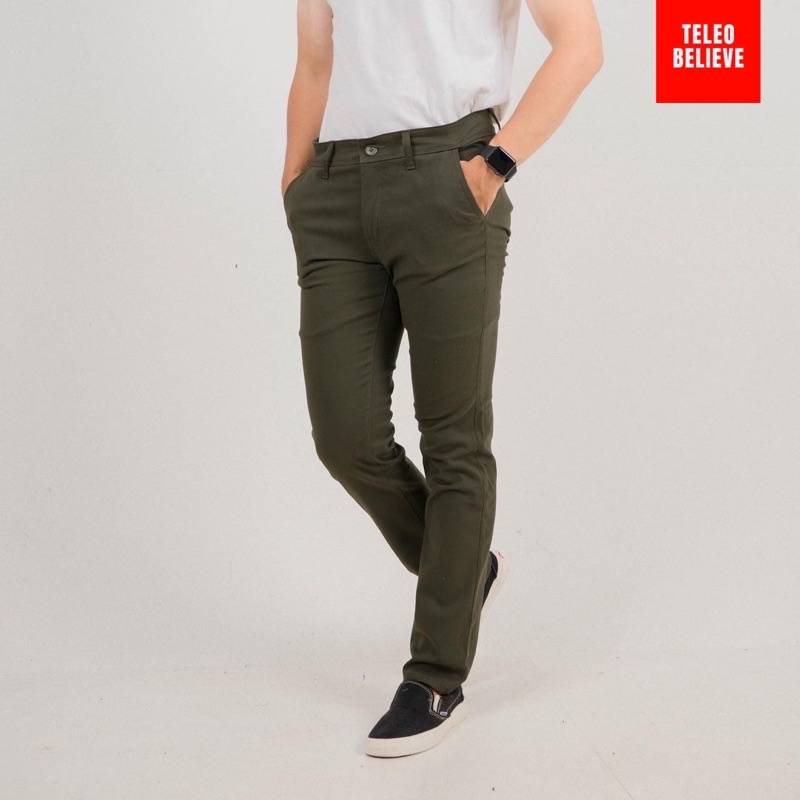 Celana Chino panjang pria premium bahan tebal original army crema hitam grey