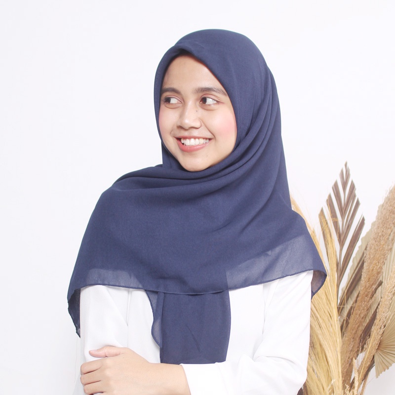 (MURAH) HIJAB BELLA SQUARE HIJAB SEGI EMPAT PREMIUM Jilbab Anti Letoy Warna Lengkap Jilbab Polycotton-Navy