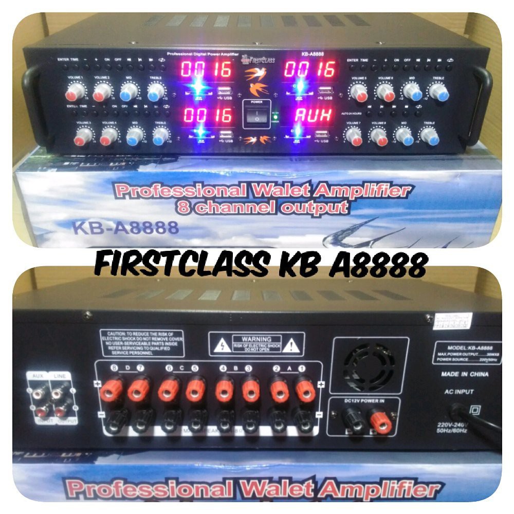 AMPLI 8 CHANNEL FIRSTCLASS KB A8888 ALAT PEMANGGIL BURUNG WALET AMPLIFIER