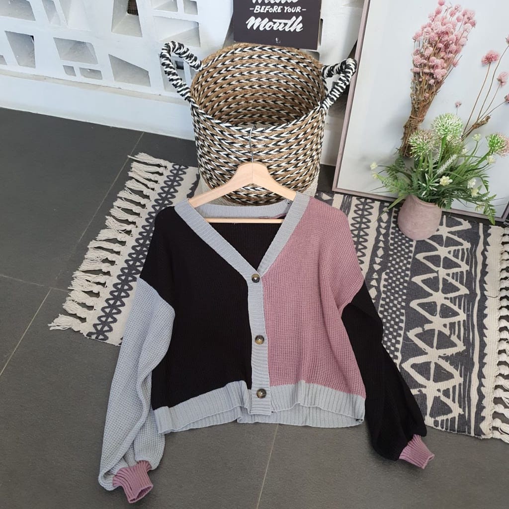 COD - HELEN CARDIE | CARDIGAN RAJUT TWIST PREMIUM | OUTER OUTERWEAR KNIT MIX WARNA KOMBINASI | KARDIGAN TEBAL HIGH QUALITY.helena-7