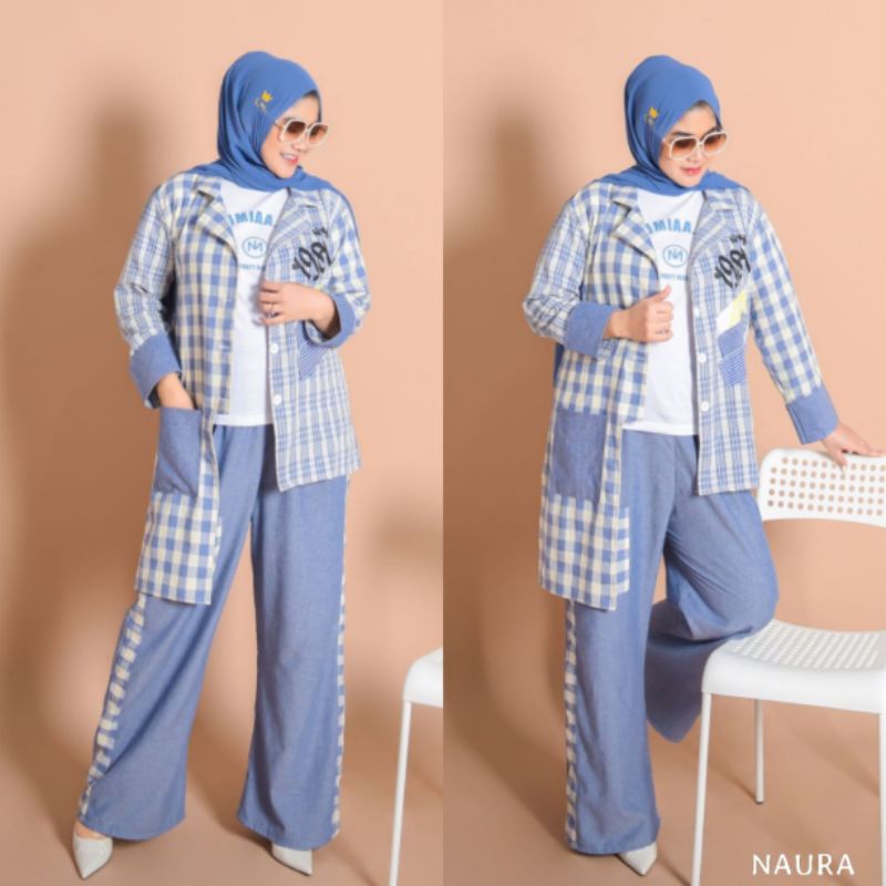 NAURA BY NUMIAA (Setelan kasual, set kasual, set celana blouse, stelan  atasan dan bawahan, baju kas