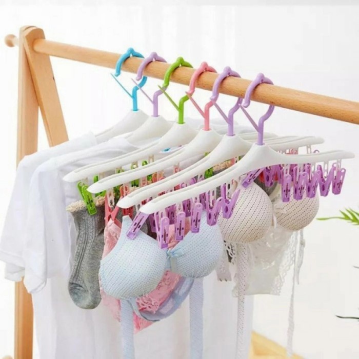 Jemuran 10 Jepit/hanger 10 jepit/ Hanger 10 in 1 Jepit Gantungan Jemuran Baju Serbaguna/Hanger Gantungan Kaos Kaki 10 in 1/hanger Serbaguna/ penjepit baju 10 jepit [PADMA]