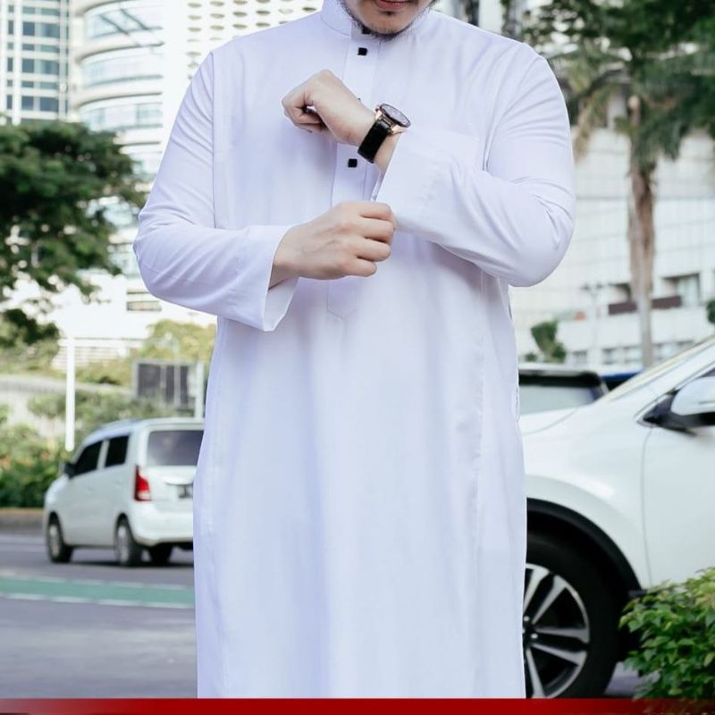 Jubah Al Haramain woll putih Original  Ajmal woll putih eksklusif