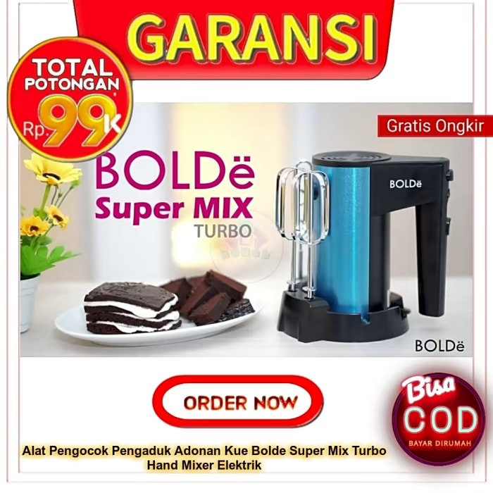 Alat Pengocok Pengaduk Adonan Kue BOLDE Super Mix Turbo Hand Mixer Elektrik