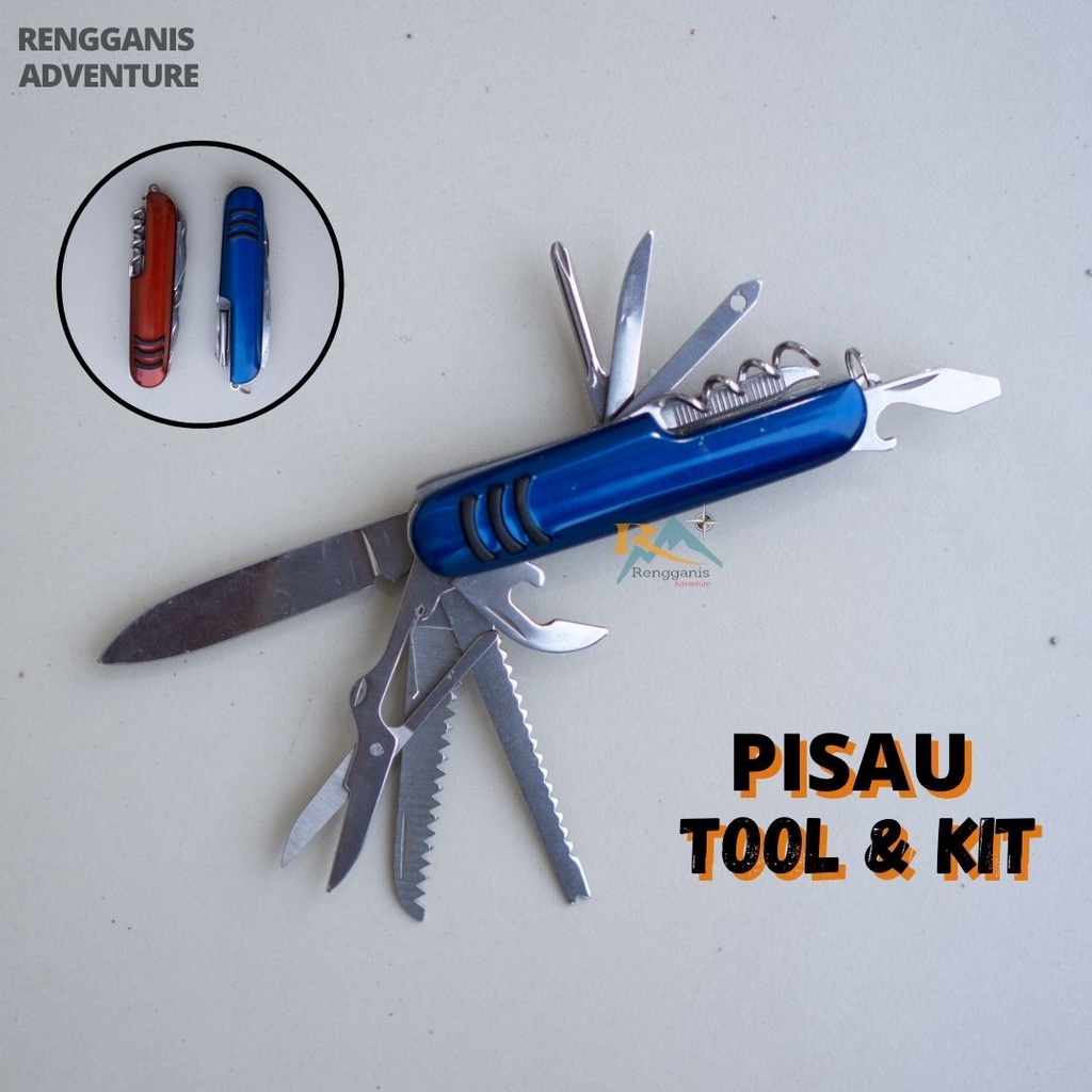 (11 in 1) TOOLKIT Pisau Dapur Lipat Multifungsi Survival Camping