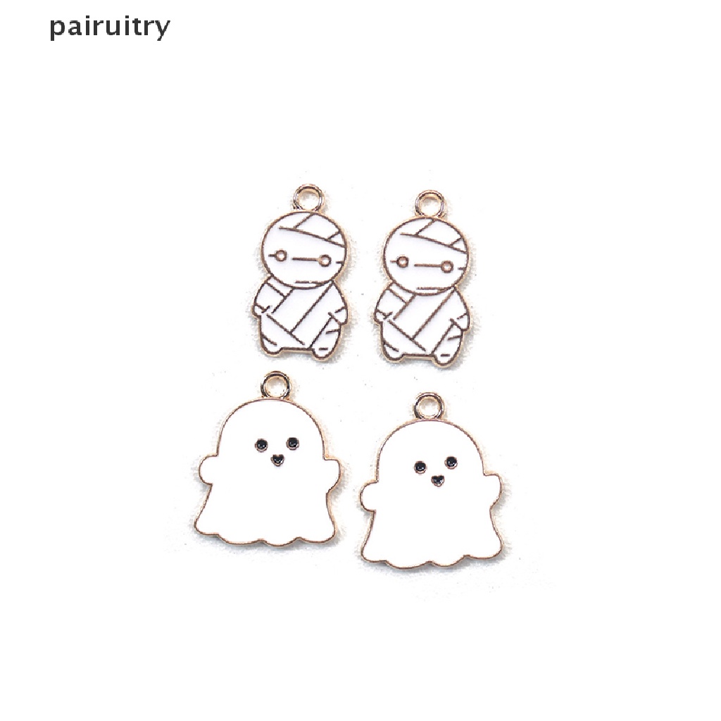 Prt 10pcs Charm Enamel Bentuk Labu halloween Bahan Zinc Alloy Untuk Membuat Kalung PRT