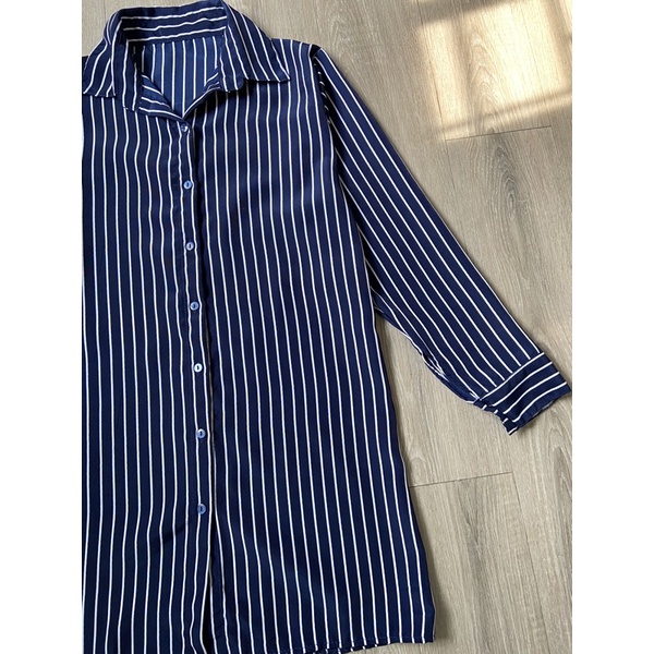 Rayoni salur navy / tunik stripe wanita busui friendly K 1265