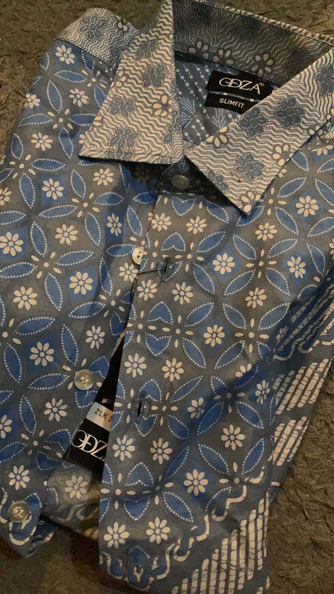 Odza Hem Lengan Panjang Pria Modern Slimfit Sogan Katun Berkualitas Printing Solo Kemeja Batik