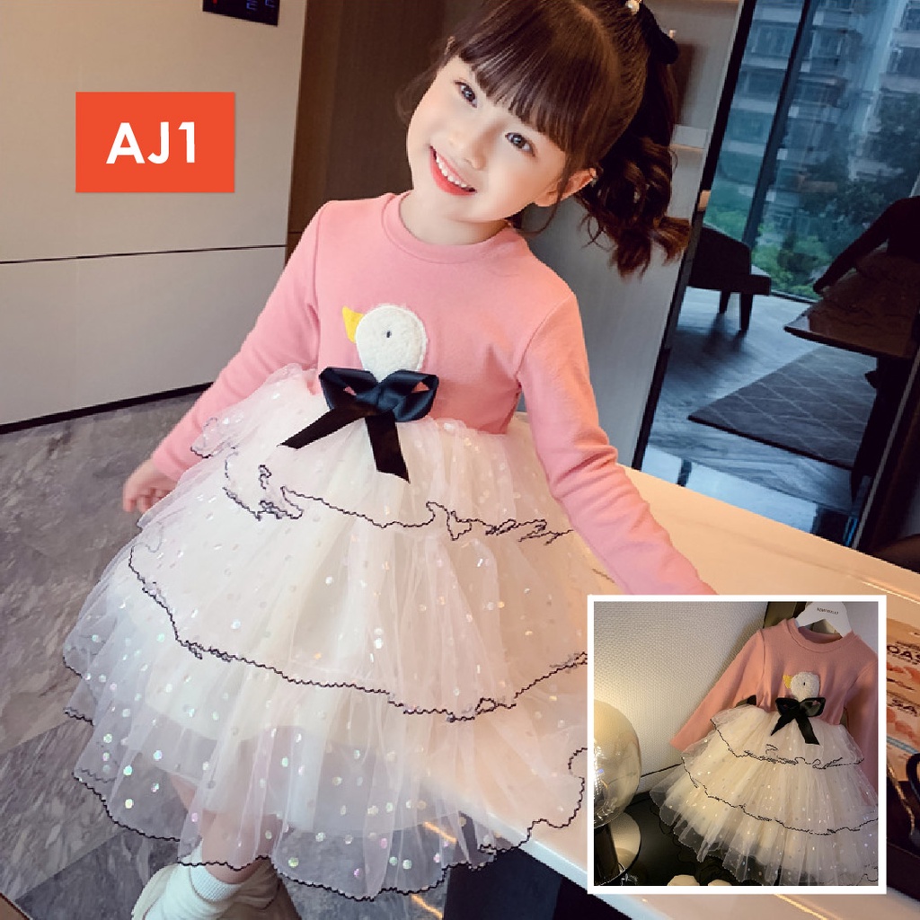 LAPAGO - Dress Gaun Anak Bayi Perempuan Import Baju Pesta Elegan Cantik Lucu 2021 usia 2 - 10 tahun Type AJ