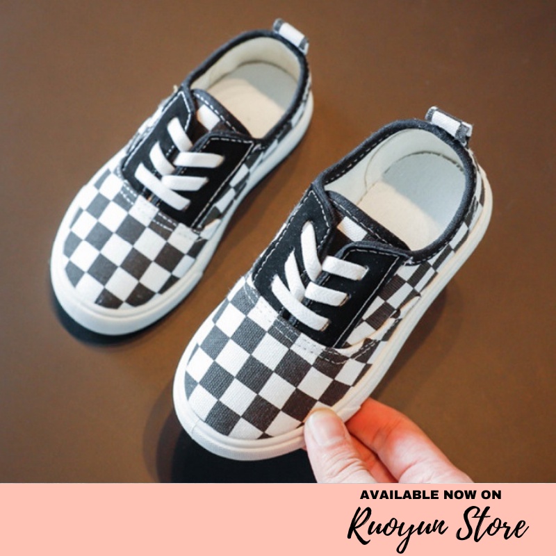 RYX - Chess Plaid Sepatu Slip-On Sneakers Fashion Anak-Anak Casual - Ori Import