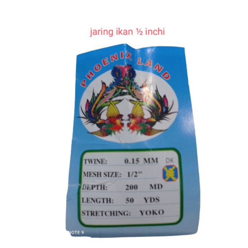 JARING IKAN ½ INCHI 0.15 200/50 YOKO JARING IKAN KECIL JARING IKAN SENAR JARING IKAN WADER JARING