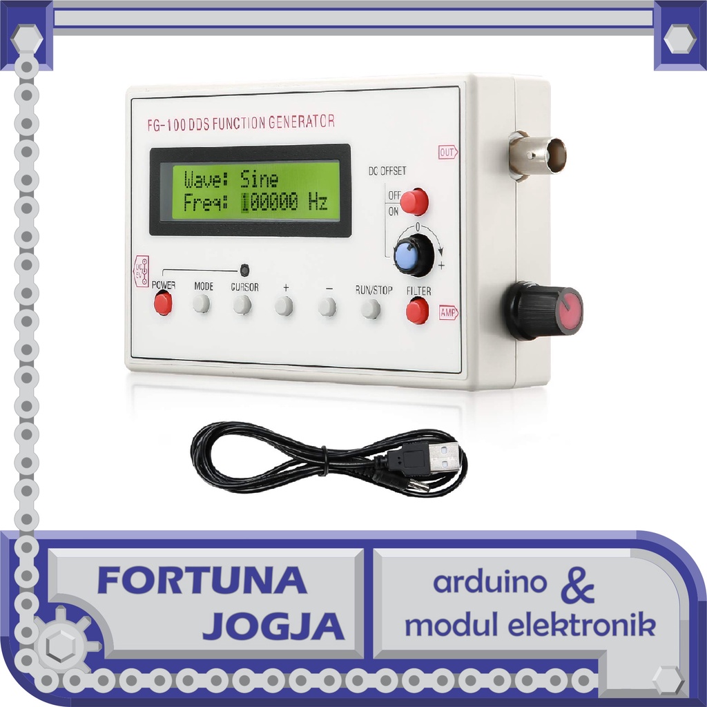 FG-100 DDS 1Hz-500kHz Function Generator Sinyal Frekuensi Generator
