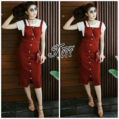 GL SETELAN OVERALL 2IN1 Baju wanita cewe dress kodok rok inner jalan main pergi santai imlek gereja