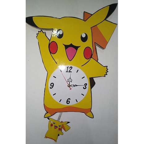 Jam Dinding Bandul Kayu karakter Lucu