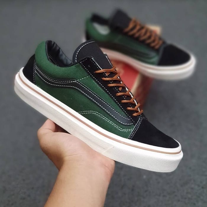 BIG SALE. Sepatu Vans Sepatu Sneakers Pria Casual Vans Old Skool Black Army Sepatu Sekolah Kuliah