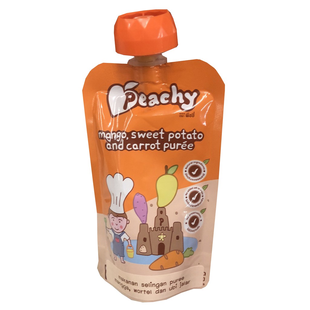 Peachy Apple MangoBanana Puree Makanan Bayi Intant Untuk Travelling 125gram