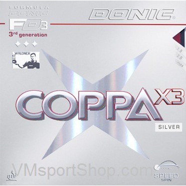 Donic Coppa X3 Silver - Karet Rubber Bet Bat Pingpong Tenis Meja