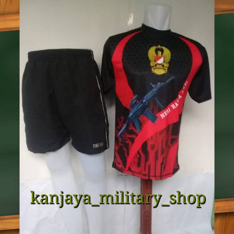 Setelan Olahraga TNI / Setelan Kaos Jersey Dryfit Printing / Stelan Kaos Dryfit Pria