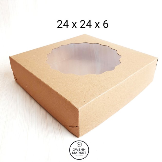

Dus kue per 5pcs pudding kraft 500GSM laminating 24x6 mika dus roti box roti