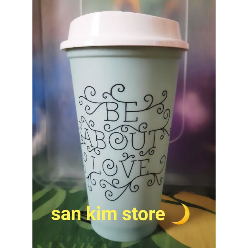 BIG SALE  STARBUCKS REUSABLE CUP | BE ABOUT LOVE | FADED GREEN