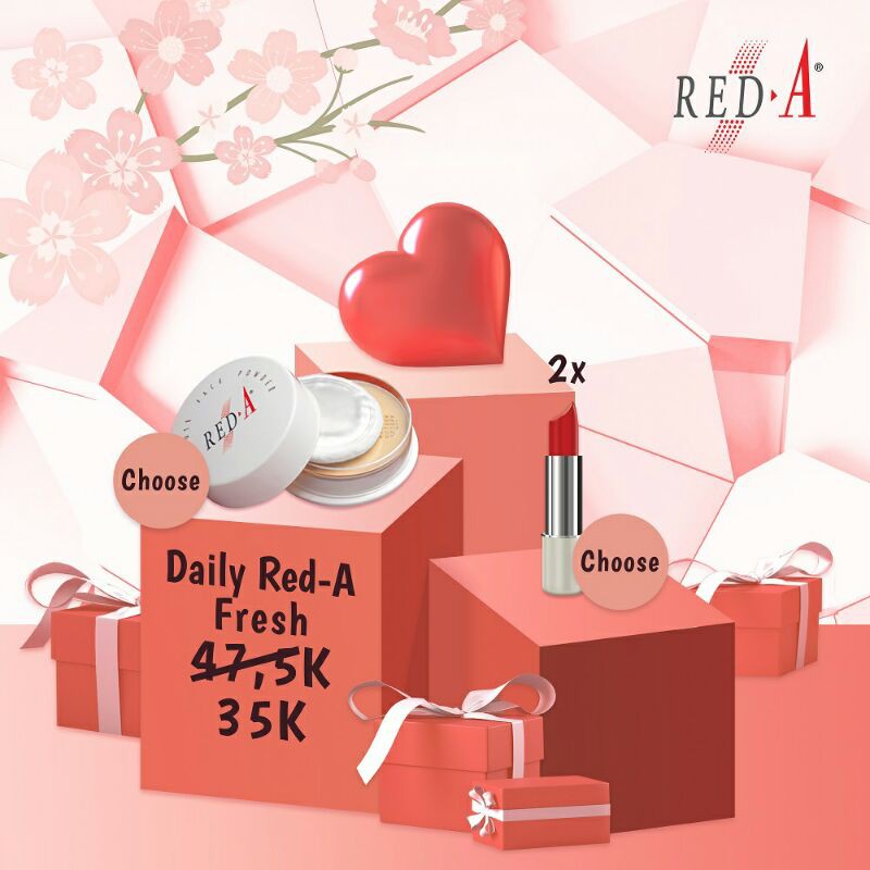 Paket Loose Powder Bedak Tabur Lipstick Red A