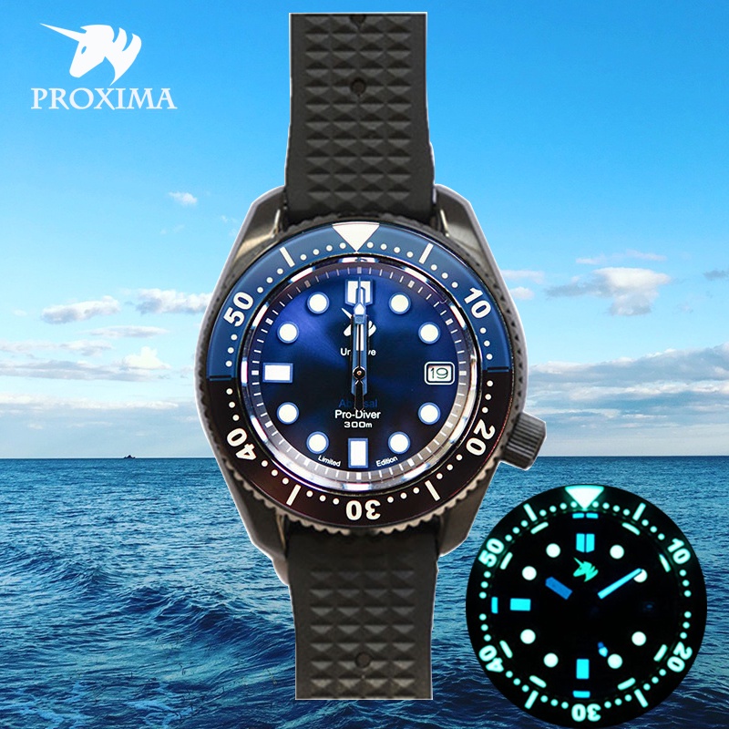 Proxima Automatic Watch NH35A Mens Jam Tangan Mekanik 316L Steel 300m Diver Watch Sapphire crystal C3 Luminous Dial Jam Tangan Menyelam