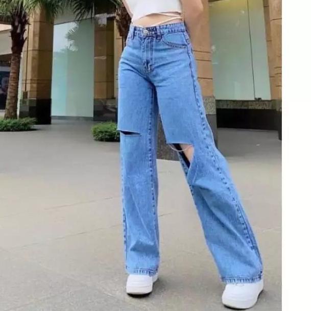 NEW PRODUCT !!! 1.1 Celana Kulot Jeans Wanita Sobek Destroy Lutut Nessa /celana boyfriend wanita kor