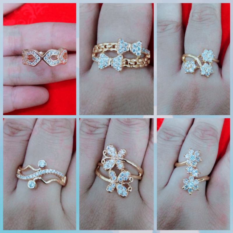 x21c.Cincin xuping wanita berlapis emas dengan mata zircon