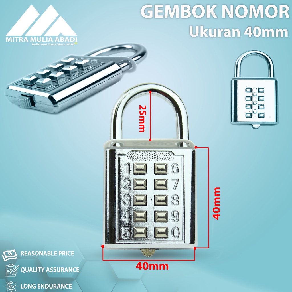 GEMBOK NOMOR PASSWORD 40mm 10 DIGIT/ GEMBOK DIGITAL GEMBOK KOPER